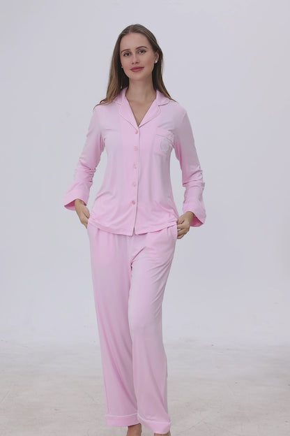 Blush Bubblegum Bamboo Silk™ Pajama Set – Long Sleeve & Pants