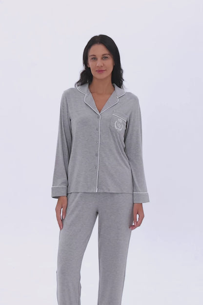 Gray Heather Bamboo Silk™ Pajama Set – Long Sleeve & Pants