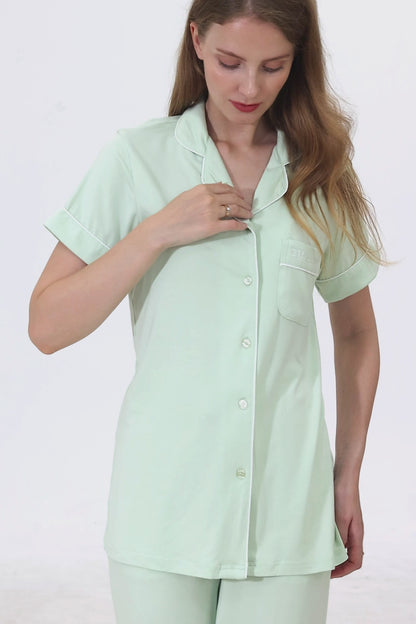 Celadon Luxe Modal Silk™ Pajama Set – Short Sleeve & Pants