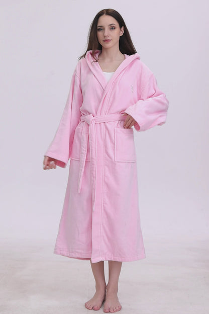 Rose Quartz Hooded Turkish Cotton Spa Bathrobe