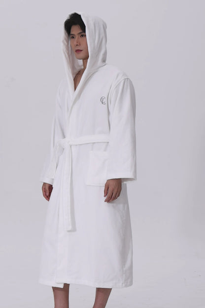 Arctic White Velvetica™ Hooded Luxury Bathrobe