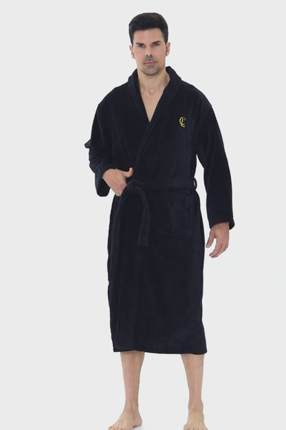 Jet Black Velvetica™ Shawl Luxury Bathrobe