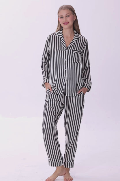 Pinstripe Emery™ Mulberry Silk Pajama Set + Eye Mask + Scrunchie