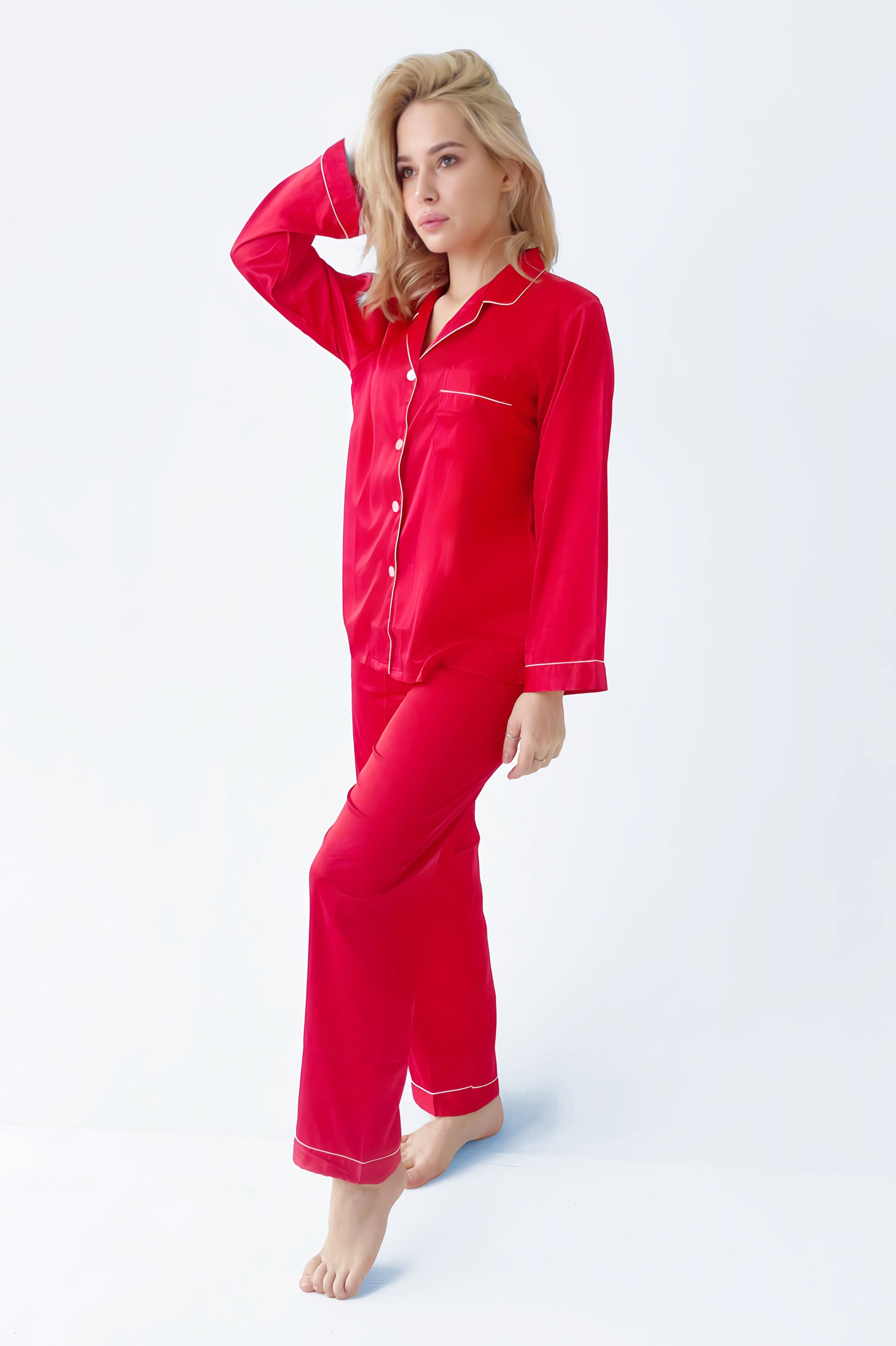 Long Satin Pajama Set Black Plus Size Womens Pjs Sexy Silk Bridesmaid  Pyjamas Luxurious Gift Idea for Her Ladies Sleepwear Nightwear -   Ireland