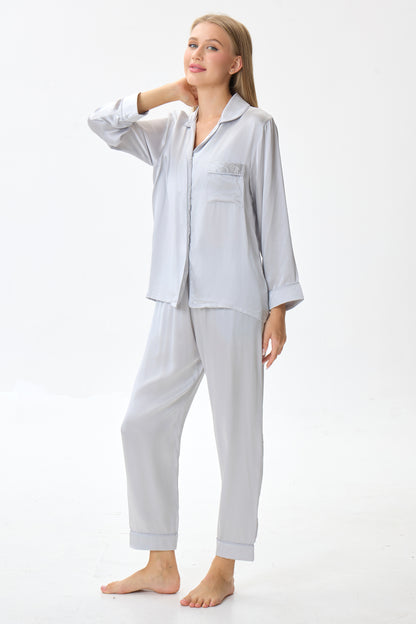Silver Emery™ Mulberry Silk Pajama Set + Eye Mask + Scrunchie
