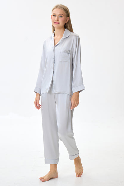Silver Emery™ Mulberry Silk Pajama Set + Eye Mask + Scrunchie