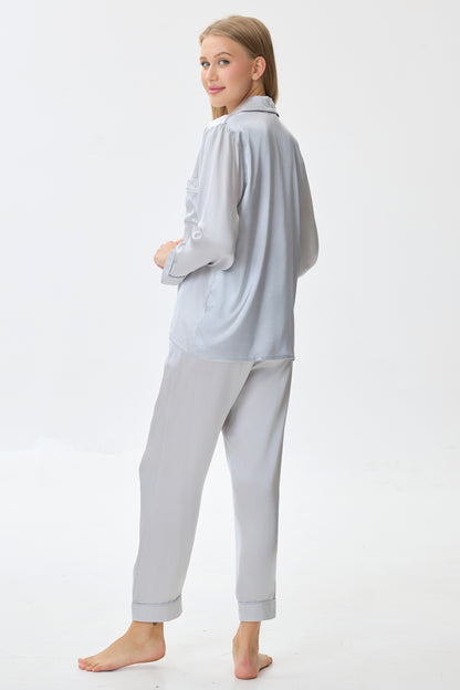 Silver Emery™ Mulberry Silk Pajama Set + Eye Mask + Scrunchie