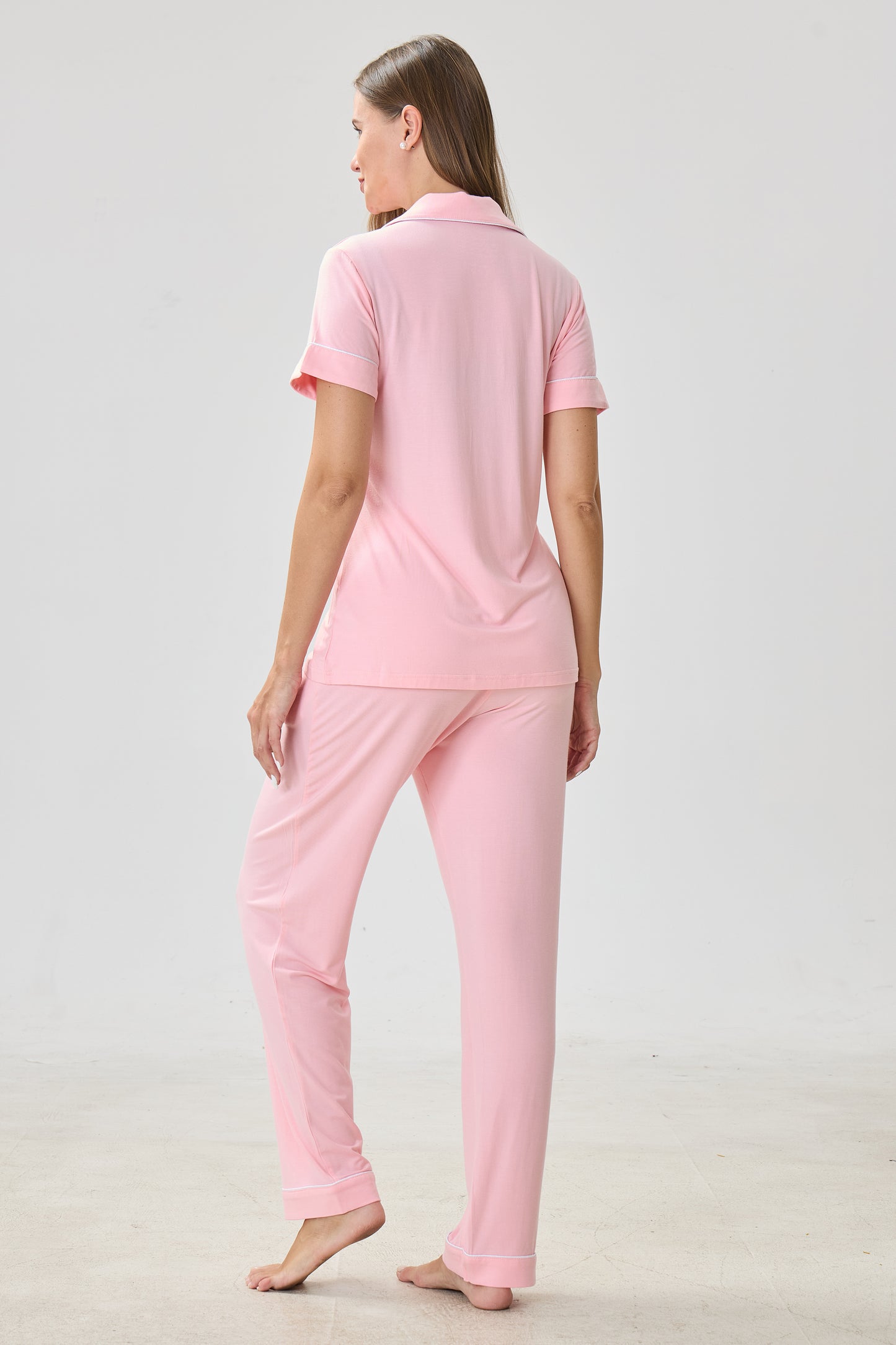 Summer Pink Luxe Modal Silk™ Pajama Set – Short Sleeve & Pants