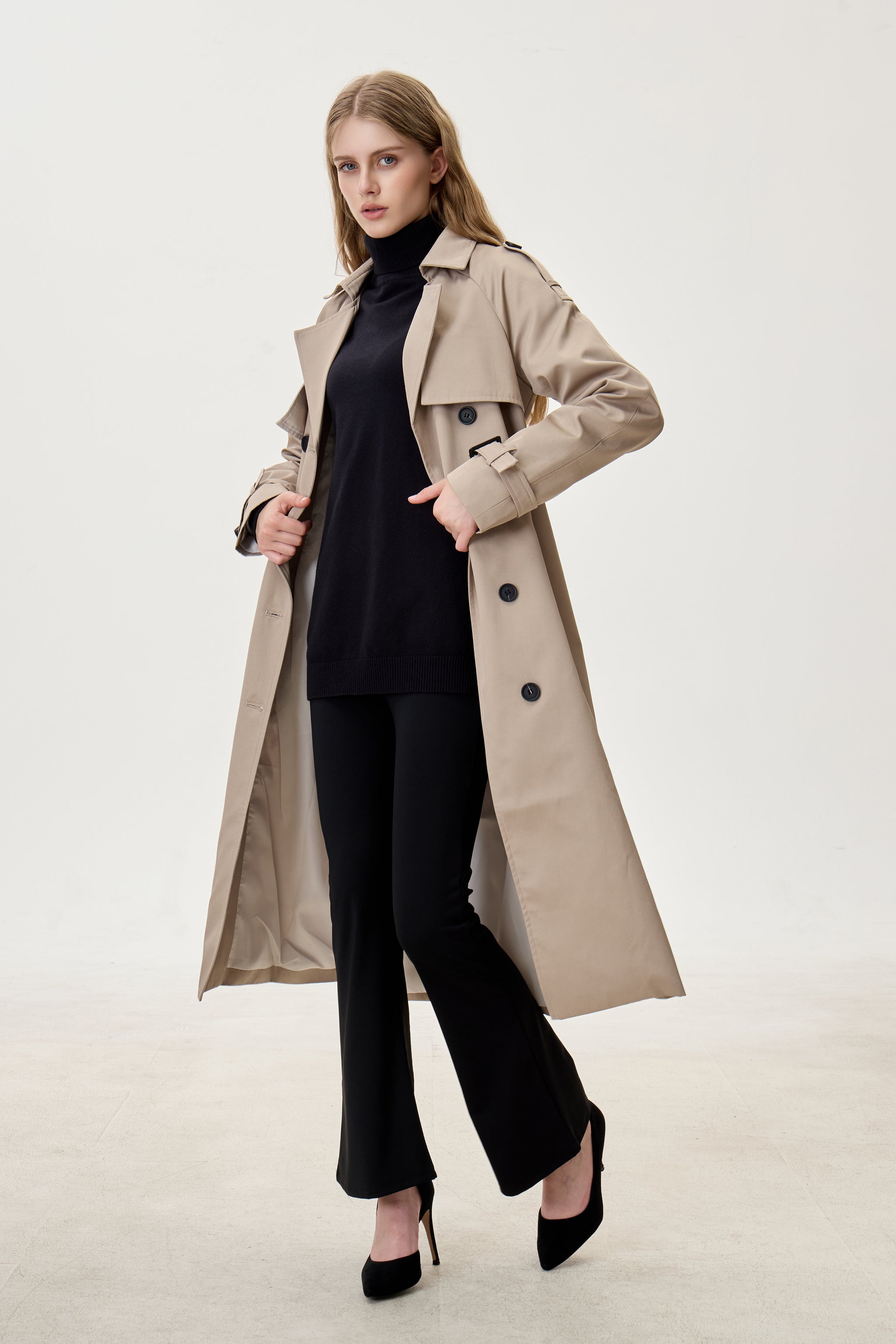 French Taupe Marquise™ Water-Resistant Trench Coat - Crescentt