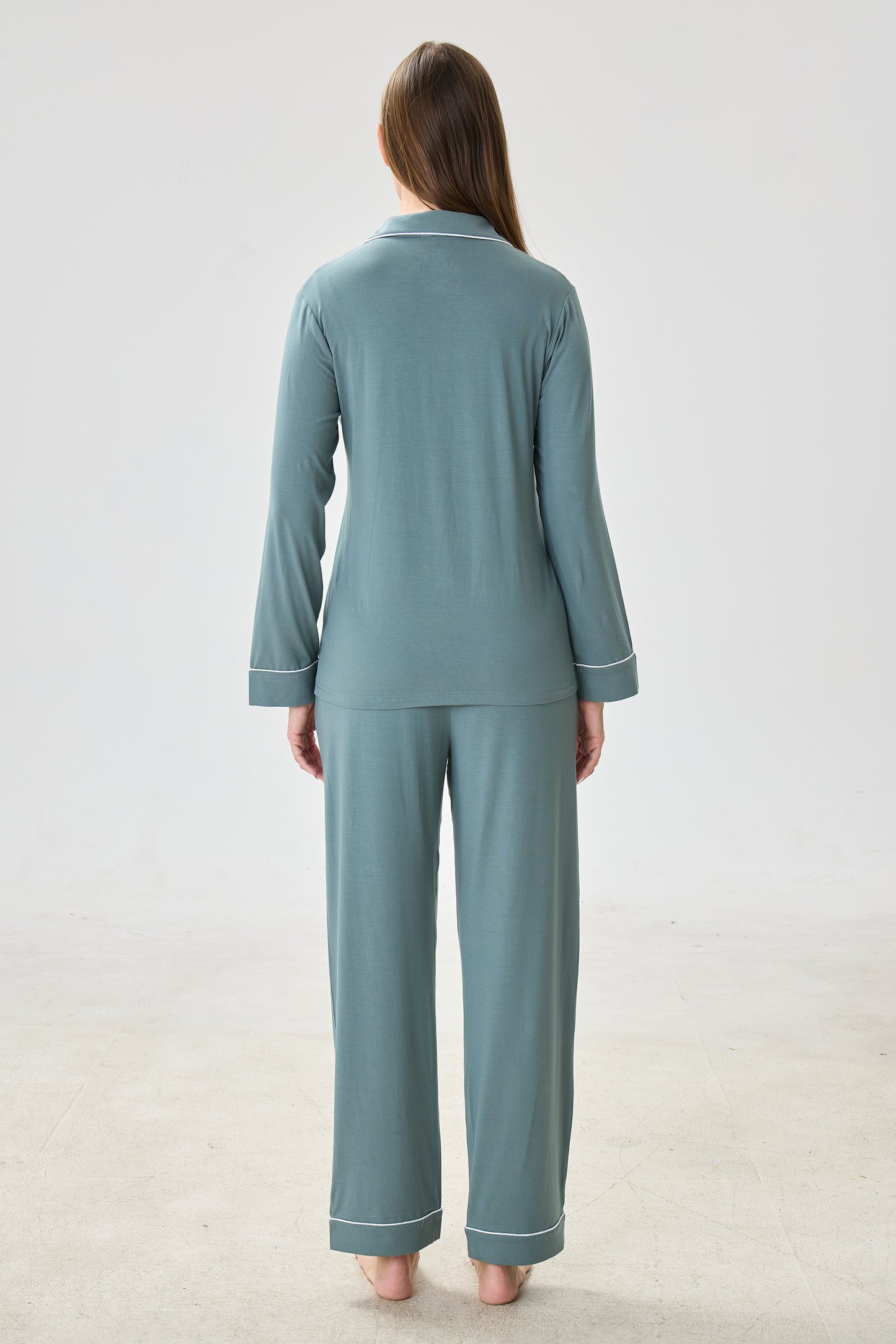 Teal Olive Bamboo Silk™ Pajama Set – Long Sleeve & Pants