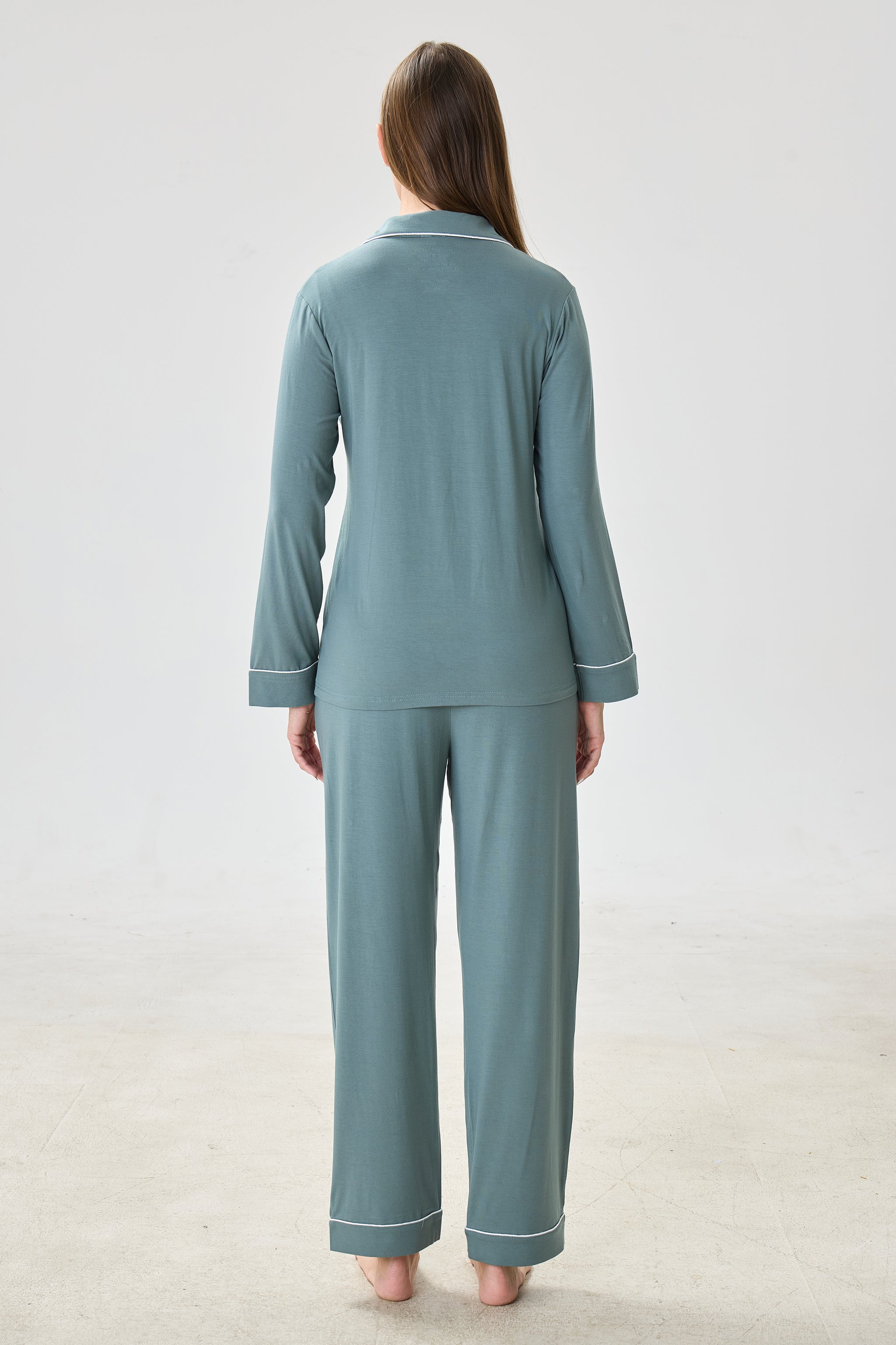 Teal Olive Bamboo Silk™ Pajama Set – Long Sleeve & Pants - Crescentt