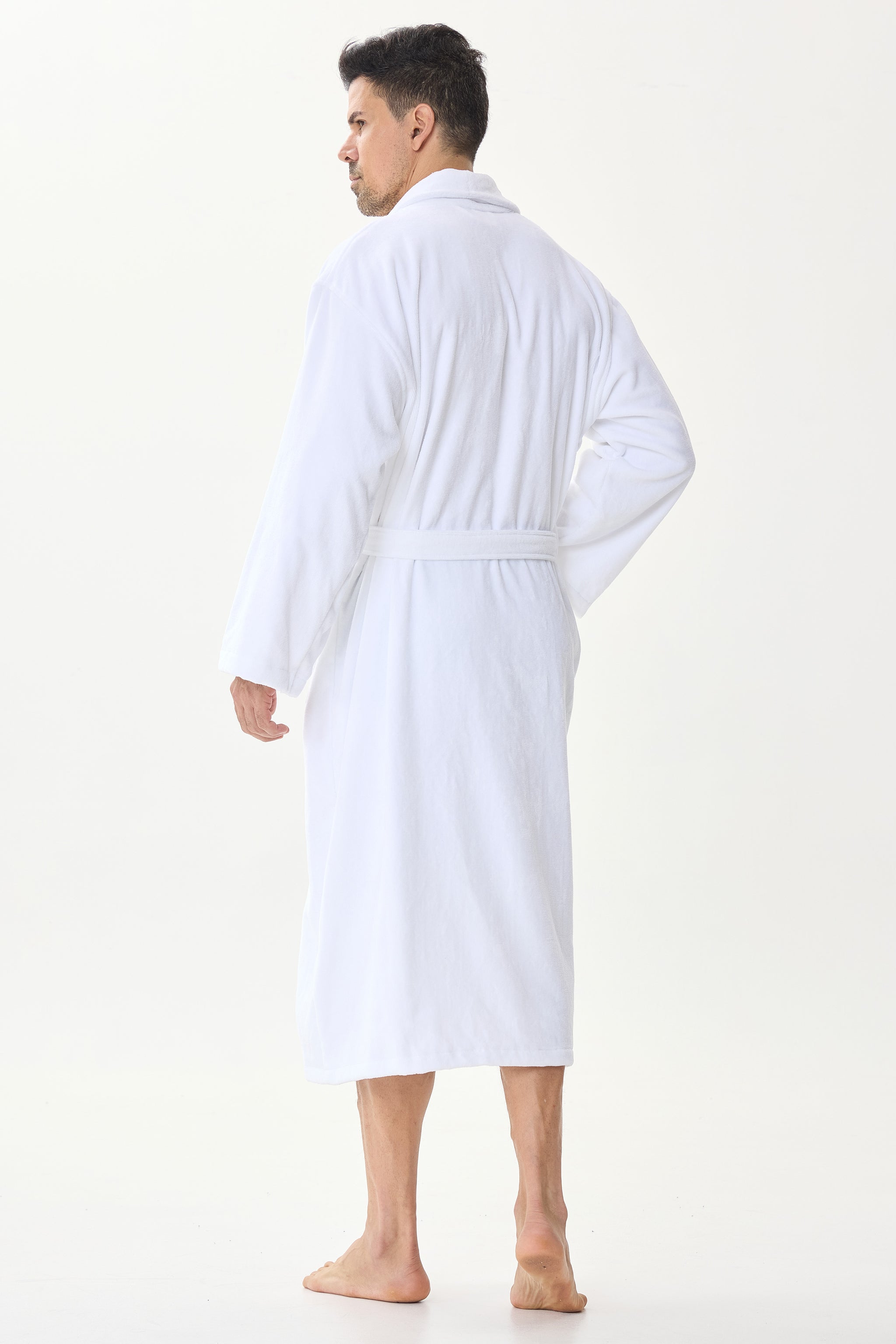 Arctic White Velvetica™ Shawl Luxury Bathrobe - Crescentt