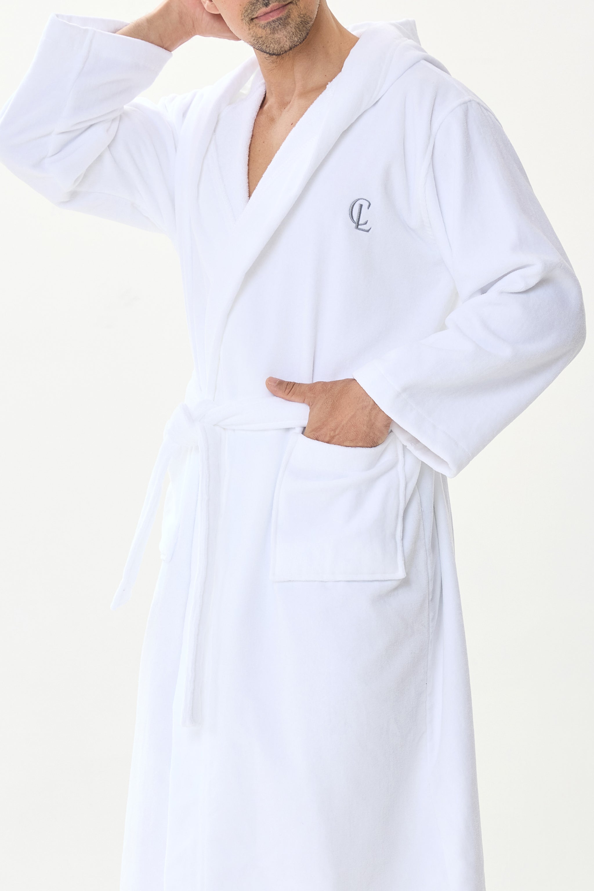 Arctic White Velvetica™ Shawl Luxury Bathrobe - Crescentt