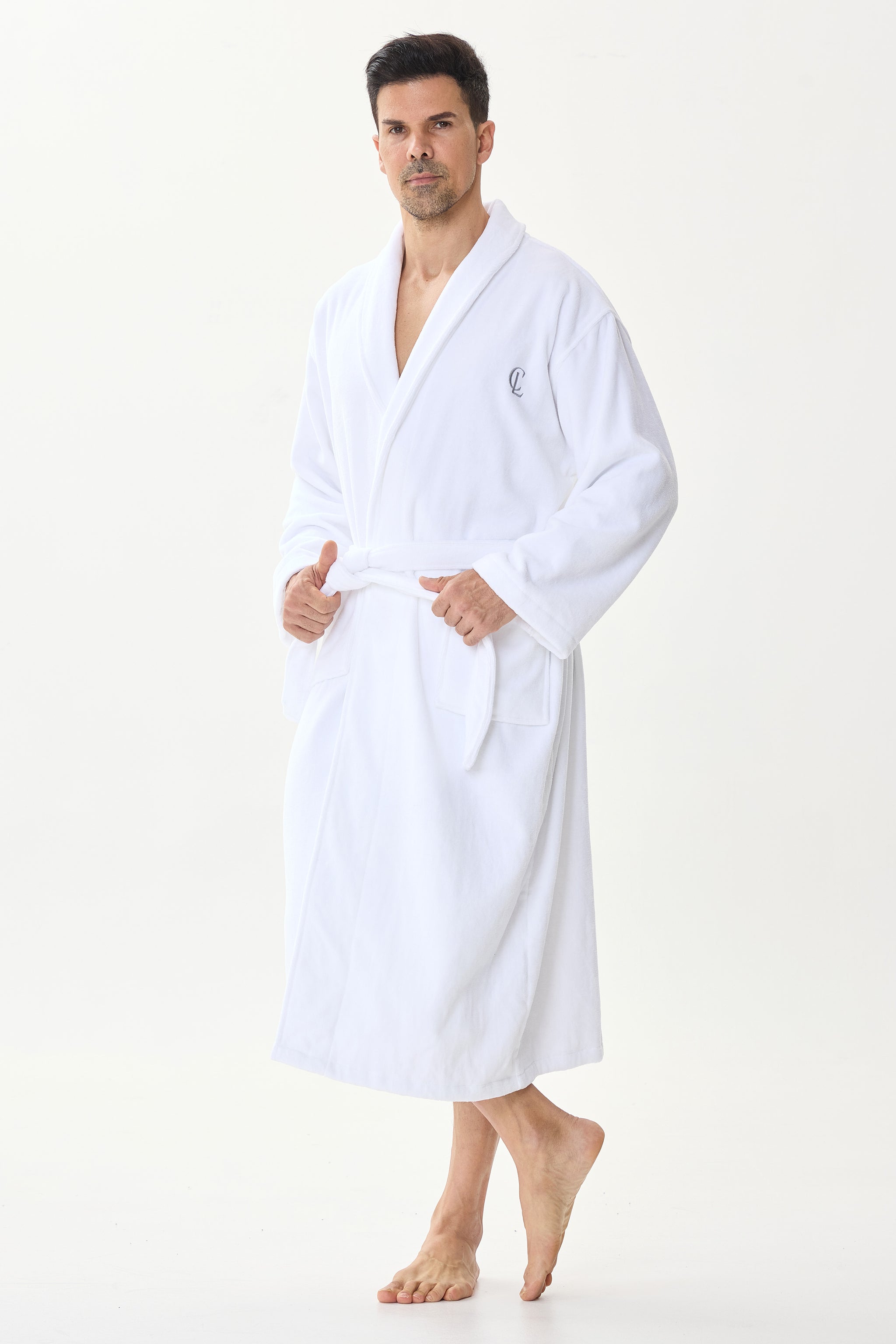 Arctic White Velvetica™ Shawl Luxury Bathrobe - Crescentt