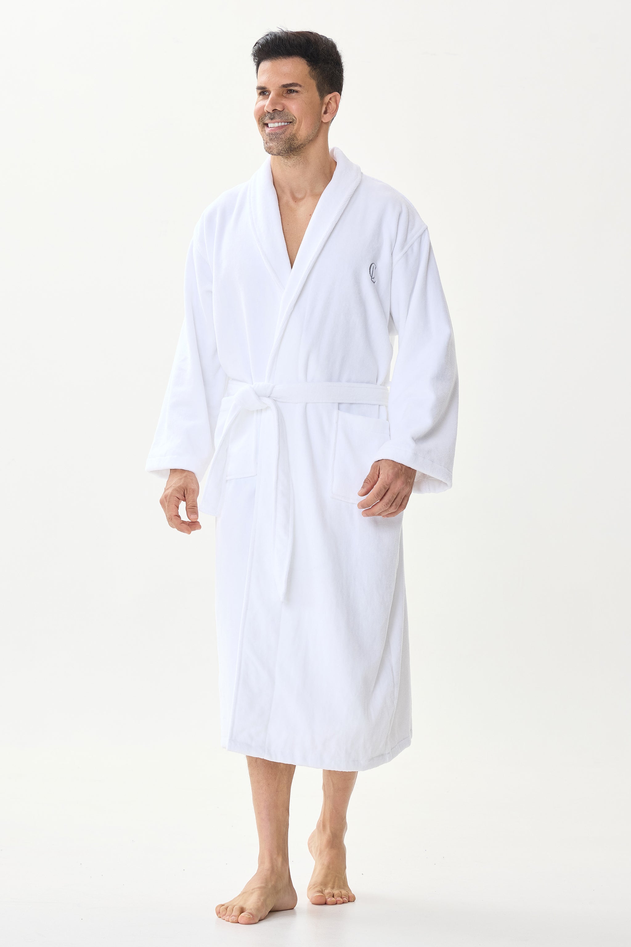 Arctic White Velvetica™ Shawl Luxury Bathrobe - Crescentt