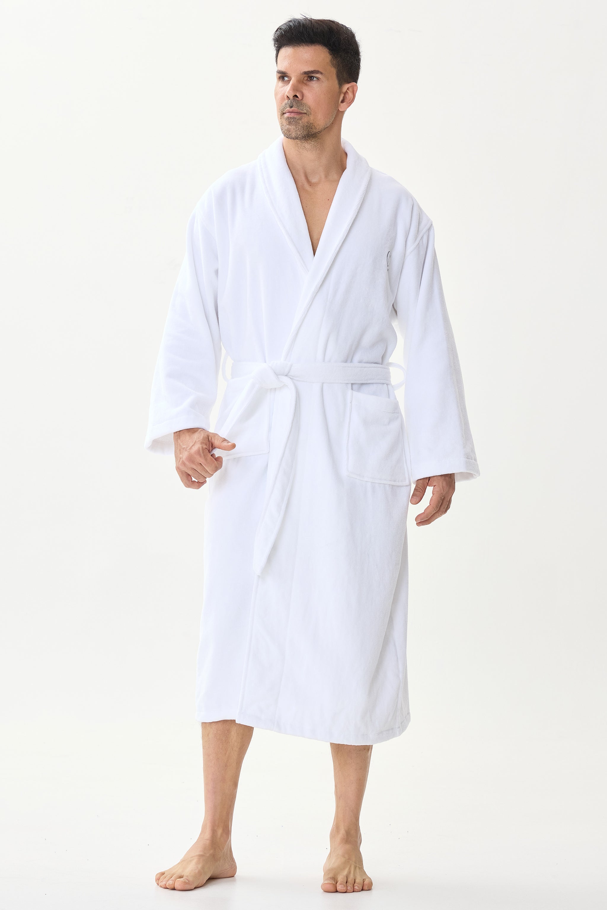 Arctic White Velvetica™ Shawl Luxury Bathrobe - Crescentt