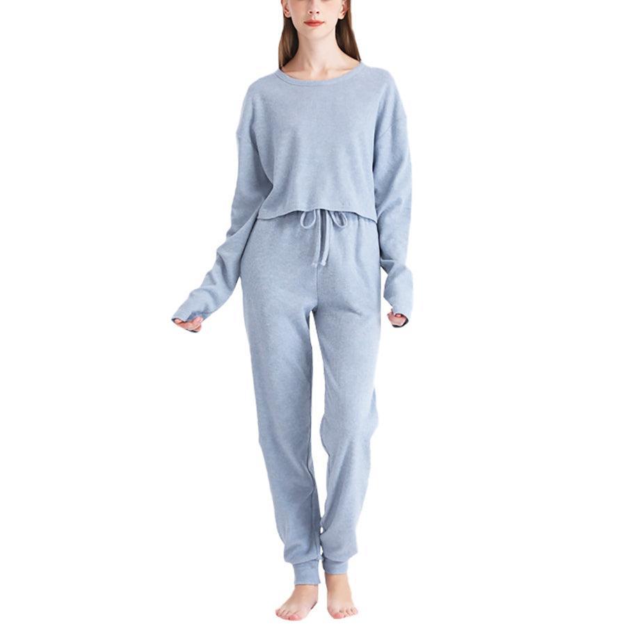 Best Organic Cotton Lounge Set - Crop Athleisure Pajama Set for